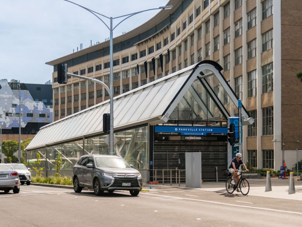 Grattan Street entrance to Parkville Station